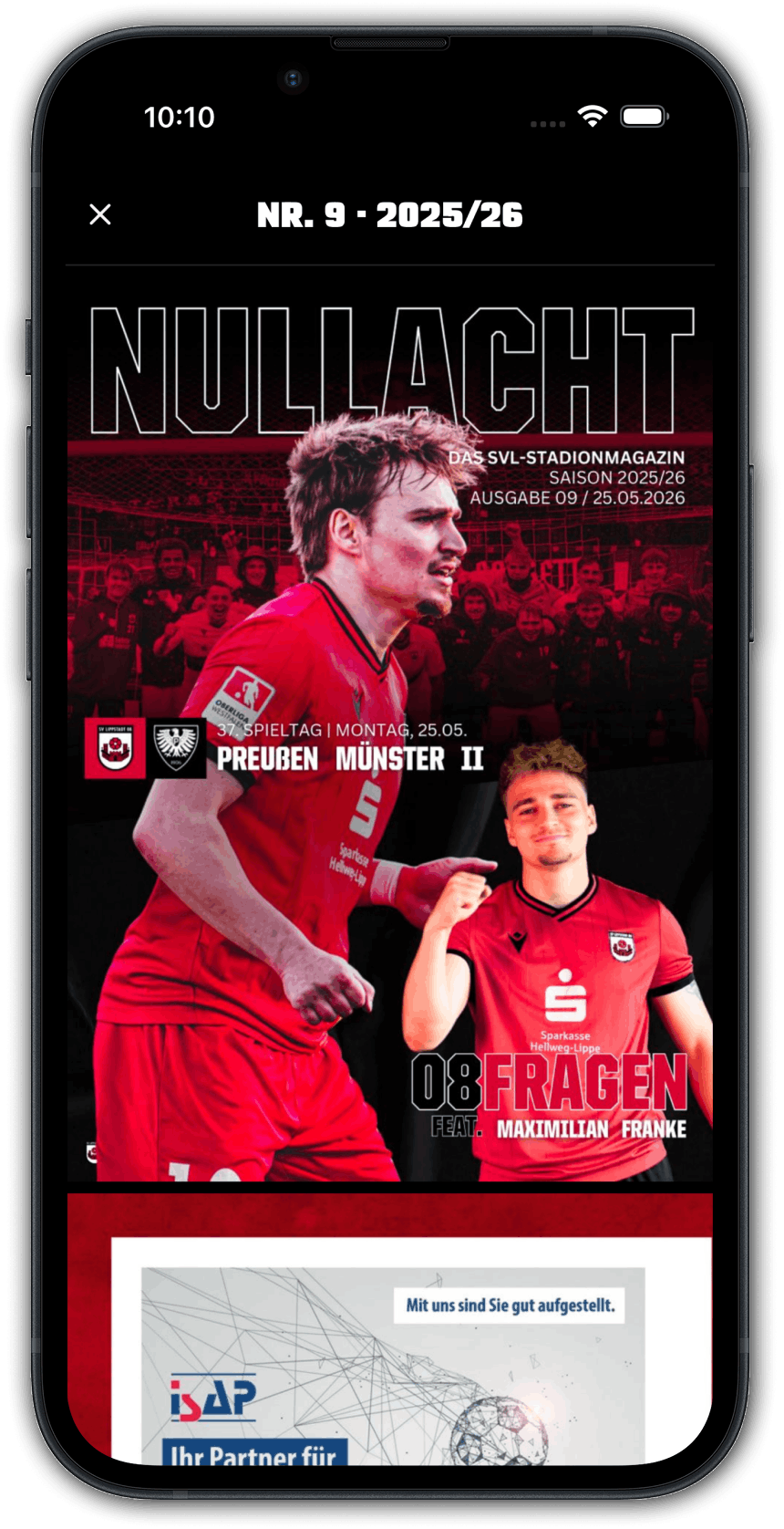 Digitales Stadionmagazin in der SVL-App